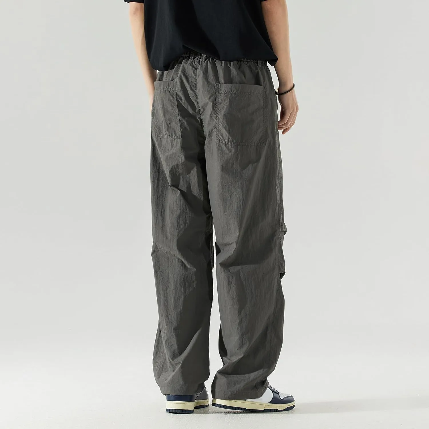 Pants for Mens Elastic Waist Drawstring Straight Leg Trouser Loose Fit Lightweight Casual Yoga Trousers with Pockets