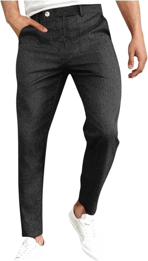 Pants for Mens Fall Summer Linen Cargo Beach Dressy Hawaiian Tropical Straight Leg Plain Long Leg Pants Mens 2025