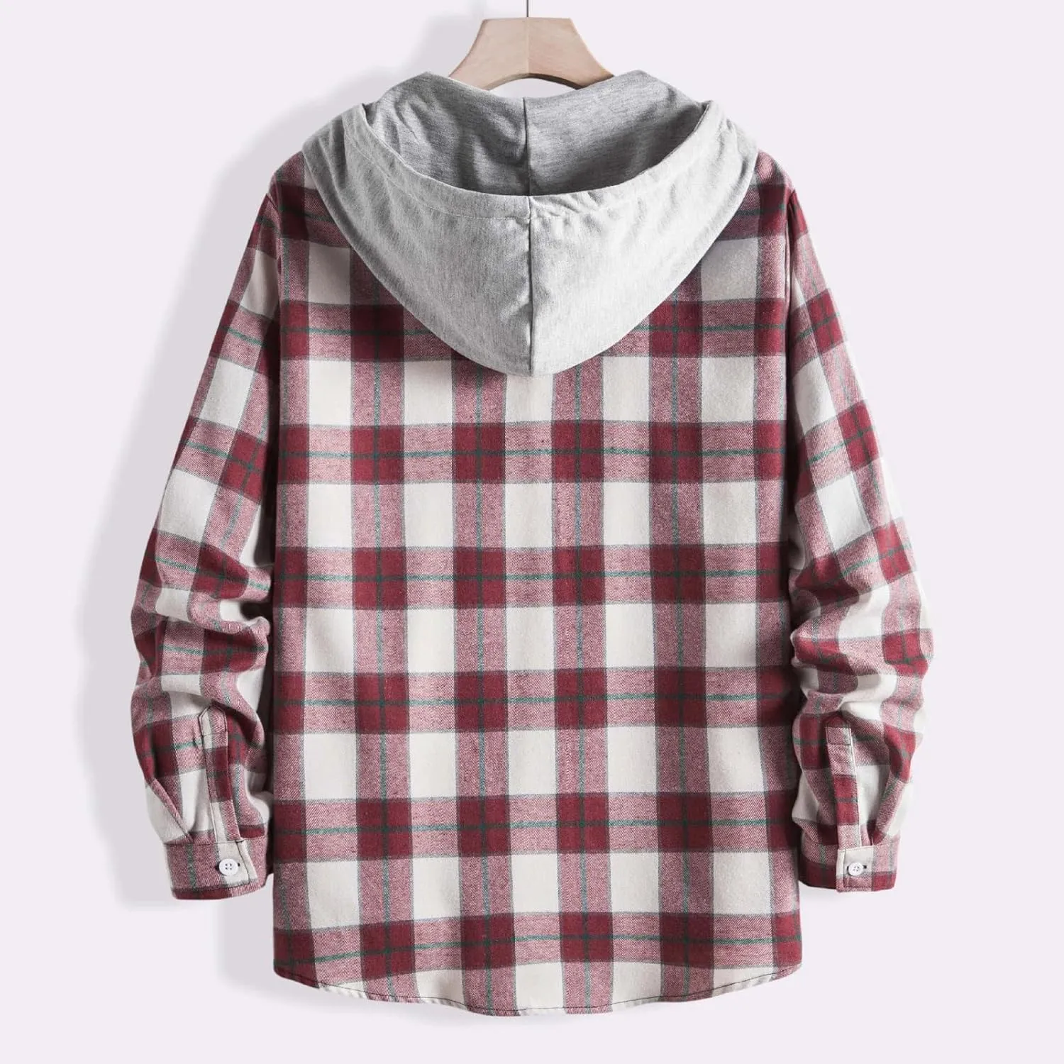 Plaid Hoodies Jackets for Men Regular Fit Long Sleeve Full-Zip Fleece Lined Casual Plaid Jacket Patchwork Color Block