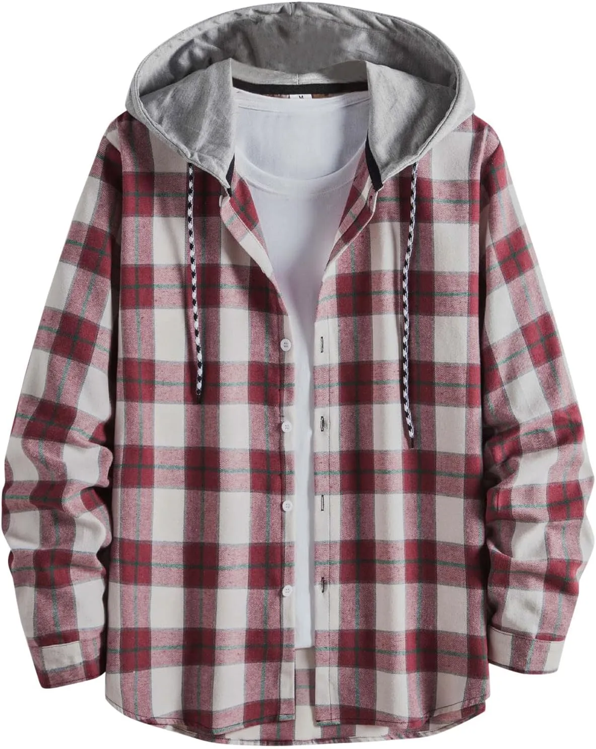 Plaid Hoodies Jackets for Men Regular Fit Long Sleeve Full-Zip Fleece Lined Casual Plaid Jacket Patchwork Color Block