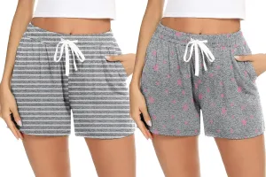 Prosoft&Hawiton Womens Cotton Pajama Shorts Comfy Sleeping Shorts Sleepwear Lounge Pj Bottoms with Drawstring & Pockets