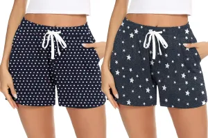 Prosoft&Hawiton Womens Cotton Pajama Shorts Comfy Sleeping Shorts Sleepwear Lounge Pj Bottoms with Drawstring & Pockets