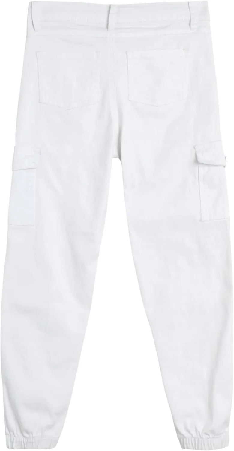 Real Love Girls' Pants - Casual Twill Cargo Jogger Pants - Lightweight Cargo Pants with Pockets (7-16)