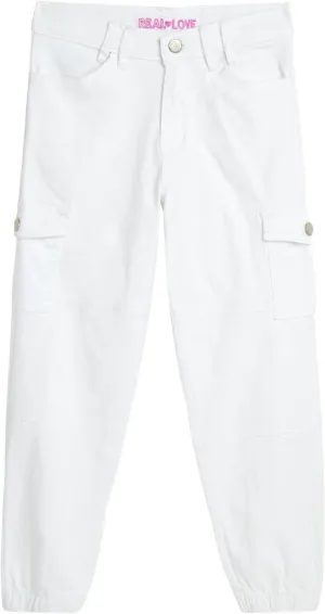 Real Love Girls' Pants - Casual Twill Cargo Jogger Pants - Lightweight Cargo Pants with Pockets (7-16)