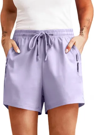 Running Shorts for Women Casual Summer Drawstring Beeswan Stretch Shorts Baggy Quick Dry Hiking Shorts with Pockets