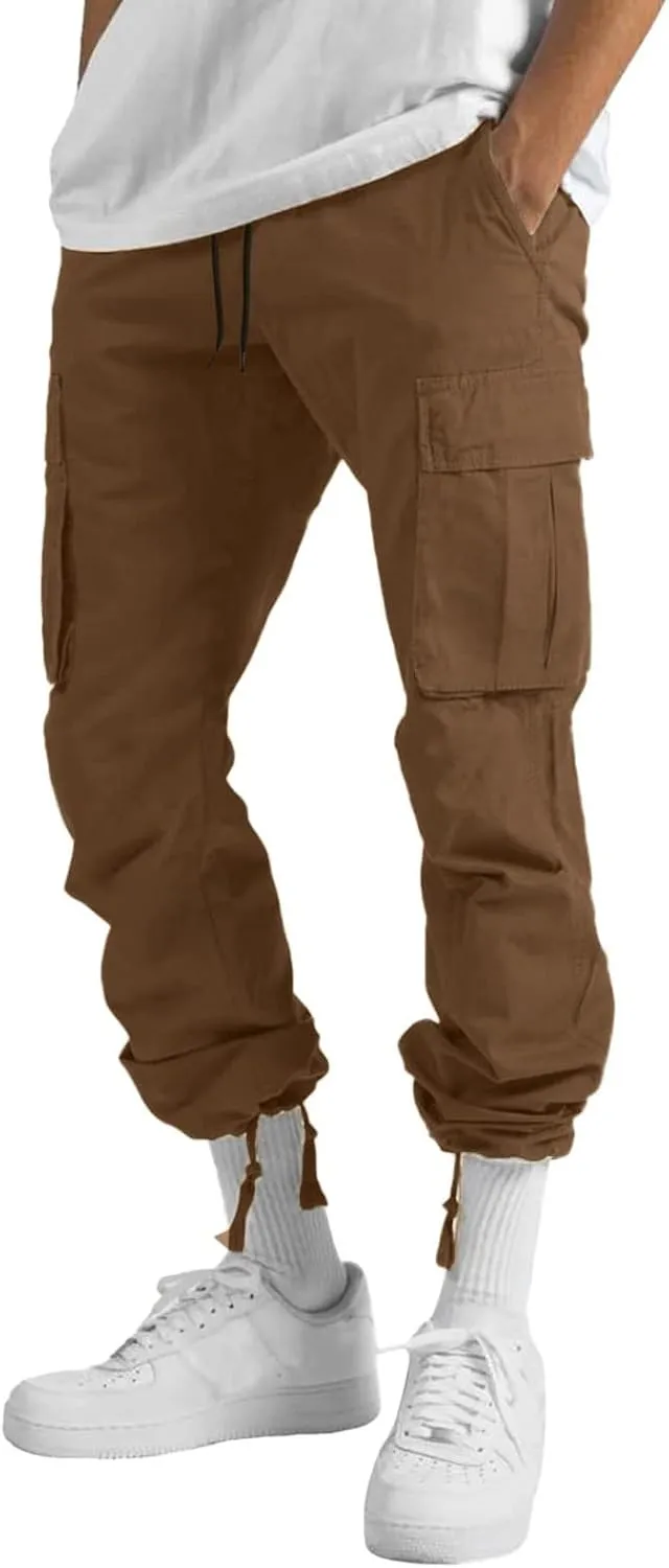 sdbrld Cargo Pants For Men Mens Relaxed Fit Beach Pants Trendy Streetwear Baggy Trousers Cargo Pants with Zipper Pockets