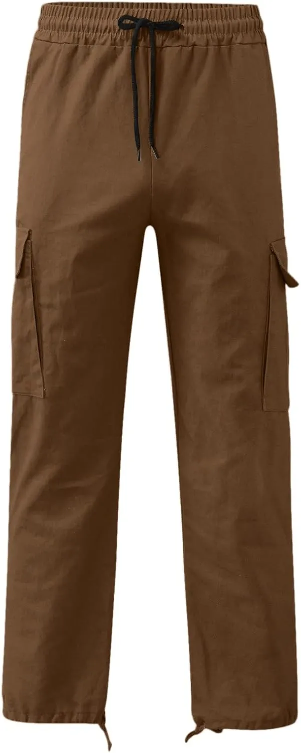 sdbrld Cargo Pants For Men Mens Relaxed Fit Beach Pants Trendy Streetwear Baggy Trousers Cargo Pants with Zipper Pockets