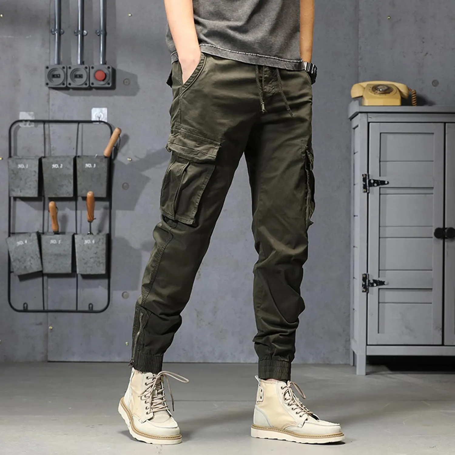 sdbrld Cargo Pants For Men Mens Trendy Ripstop Tactical Pants Lightweight Outdoor Hiking Water Resistant Pants with Pockets