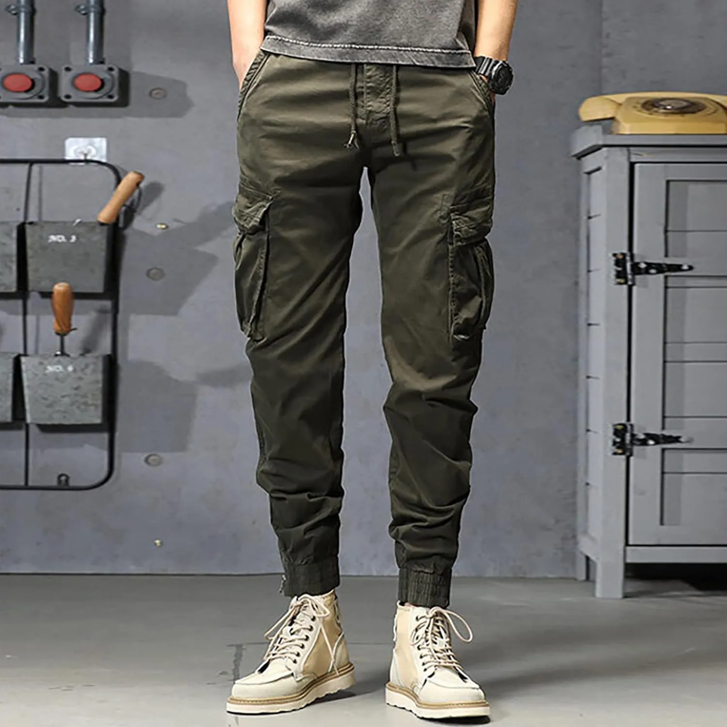 sdbrld Cargo Pants For Men Mens Trendy Ripstop Tactical Pants Lightweight Outdoor Hiking Water Resistant Pants with Pockets