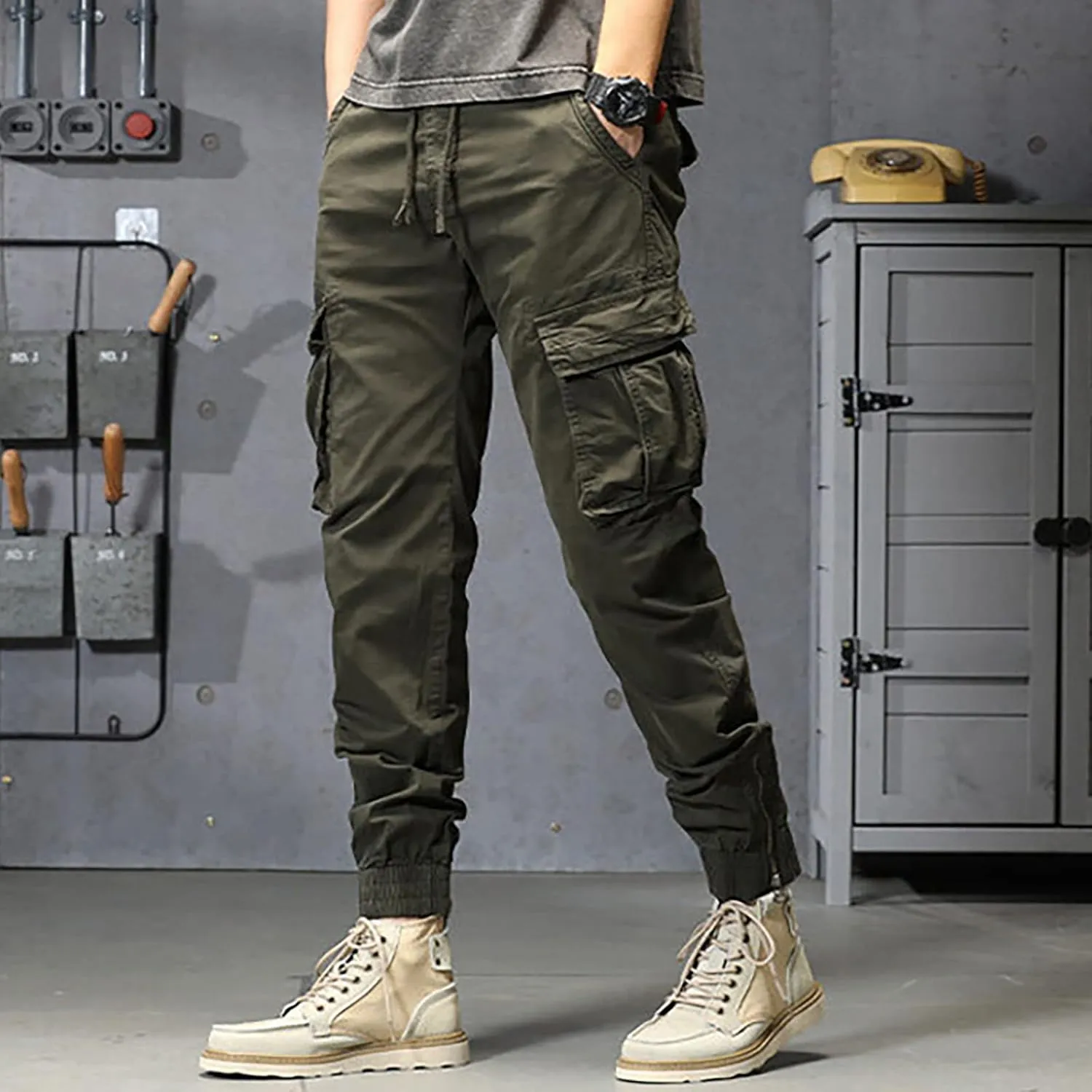 sdbrld Cargo Pants For Men Mens Trendy Ripstop Tactical Pants Lightweight Outdoor Hiking Water Resistant Pants with Pockets