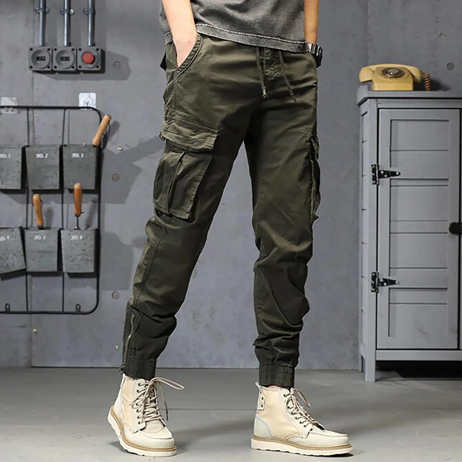 sdbrld Cargo Pants For Men Mens Trendy Ripstop Tactical Pants Lightweight Outdoor Hiking Water Resistant Pants with Pockets