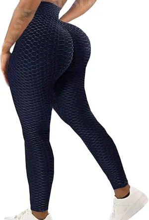 SEASUM Women High Waisted Workout Yoga Pants Butt Lifting Scrunch Booty Leggings Tummy Control Anti Cellulite Textured Tights