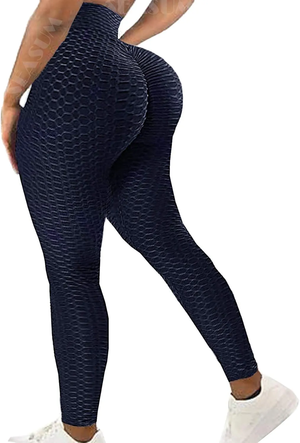 SEASUM Women High Waisted Workout Yoga Pants Butt Lifting Scrunch Booty Leggings Tummy Control Anti Cellulite Textured Tights