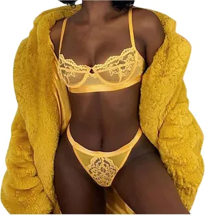 Sexy Lingerie Set for women Lace Bralette High Waist Panty Set 2 Piece Teddy Babydoll Nightgown Outfits Yellow