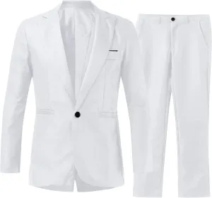 Slim Fit Tuxedo Blazer and Pants for Wedding Prom, 2 Piece Suit for Men, One Button Blazer Jacket Vest Pants