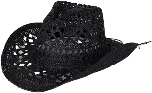 Straw Cowboy Hats Ventilated Hollow Round Foldable Sun Hats for Women Summer Western Cowgirl Beach Hat Photo Prop