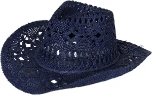 Straw Cowboy Hats Ventilated Hollow Round Foldable Sun Hats for Women Summer Western Cowgirl Beach Hat Photo Prop