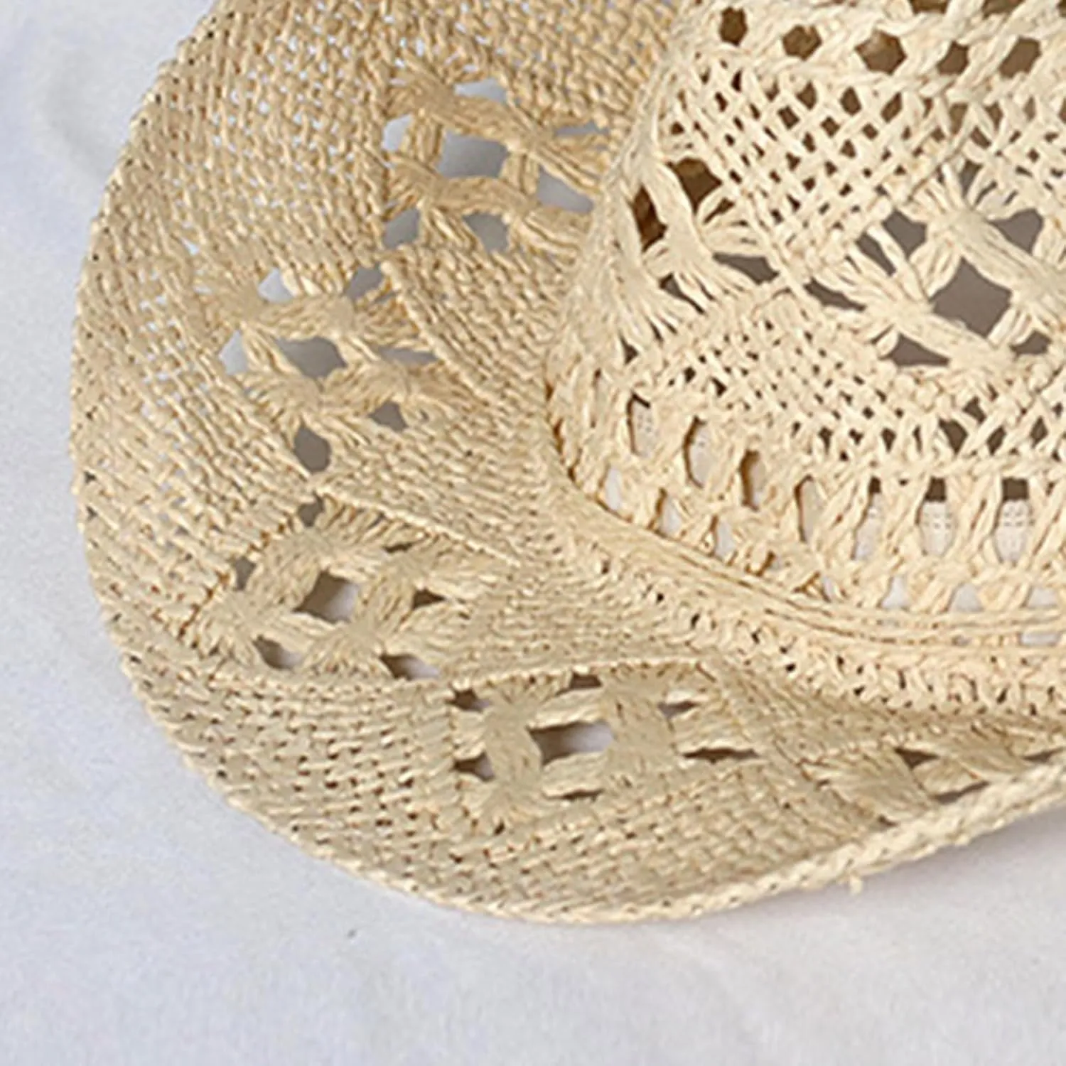 Straw Cowboy Hats Ventilated Hollow Round Foldable Sun Hats for Women Summer Western Cowgirl Beach Hat Photo Prop