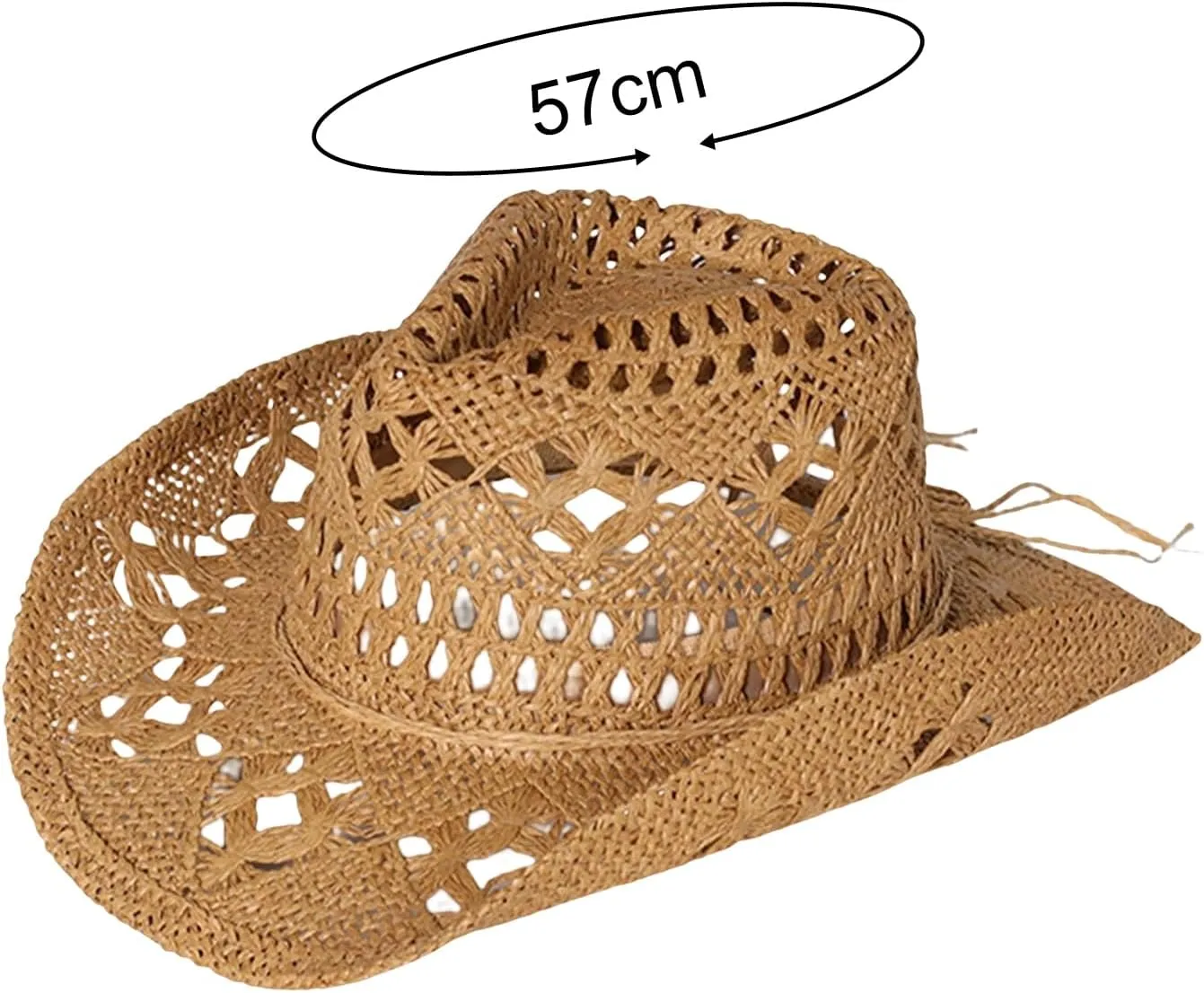 Straw Cowboy Hats Ventilated Hollow Round Foldable Sun Hats for Women Summer Western Cowgirl Beach Hat Photo Prop