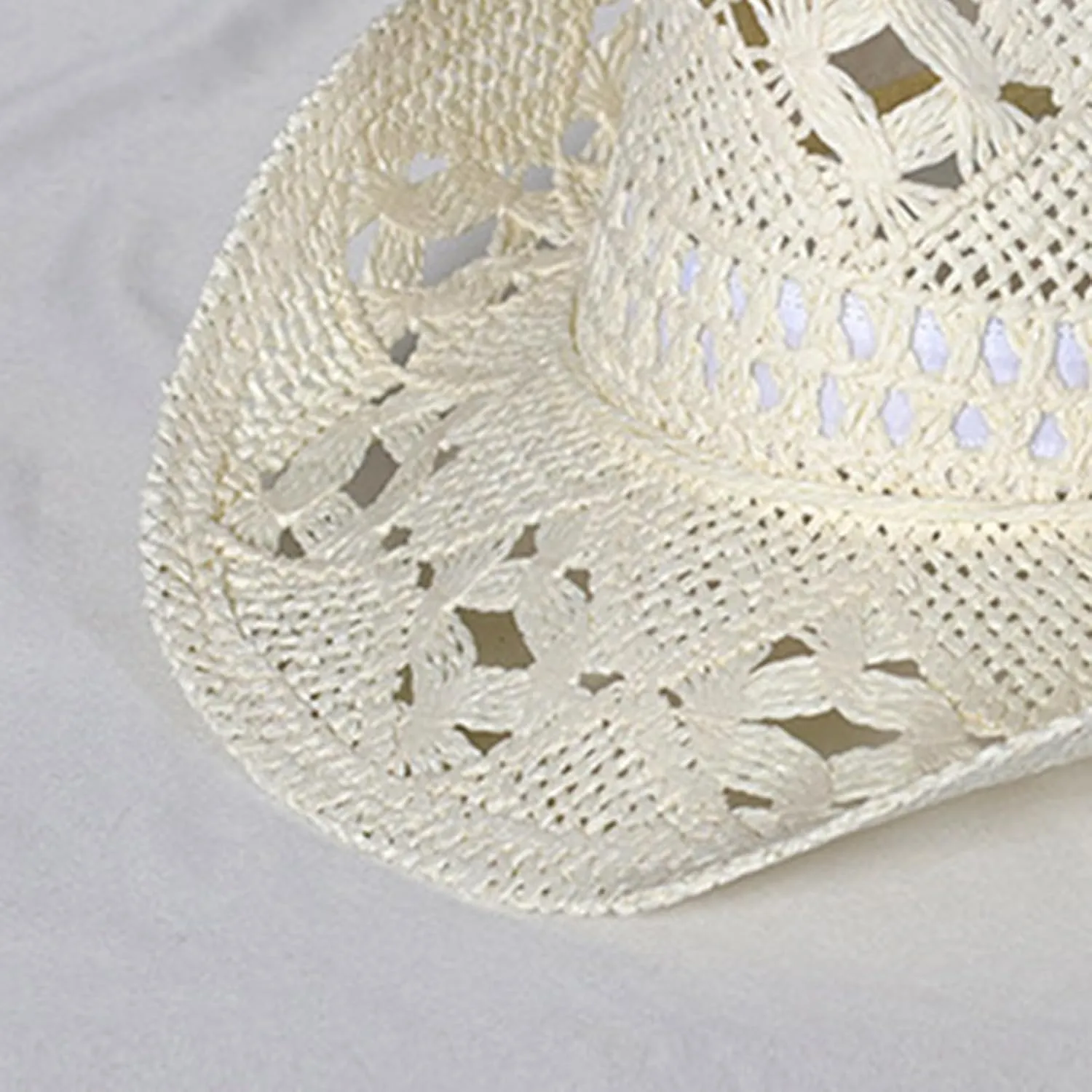 Straw Cowboy Hats Ventilated Hollow Round Foldable Sun Hats for Women Summer Western Cowgirl Beach Hat Photo Prop