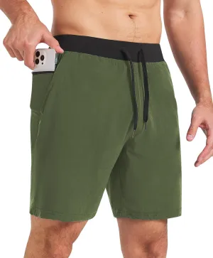 Surenow Men's Running Shorts Workout Quick Dry Shorts with Zipper Pockets Lightweight Gym Athletic Shorts for Men