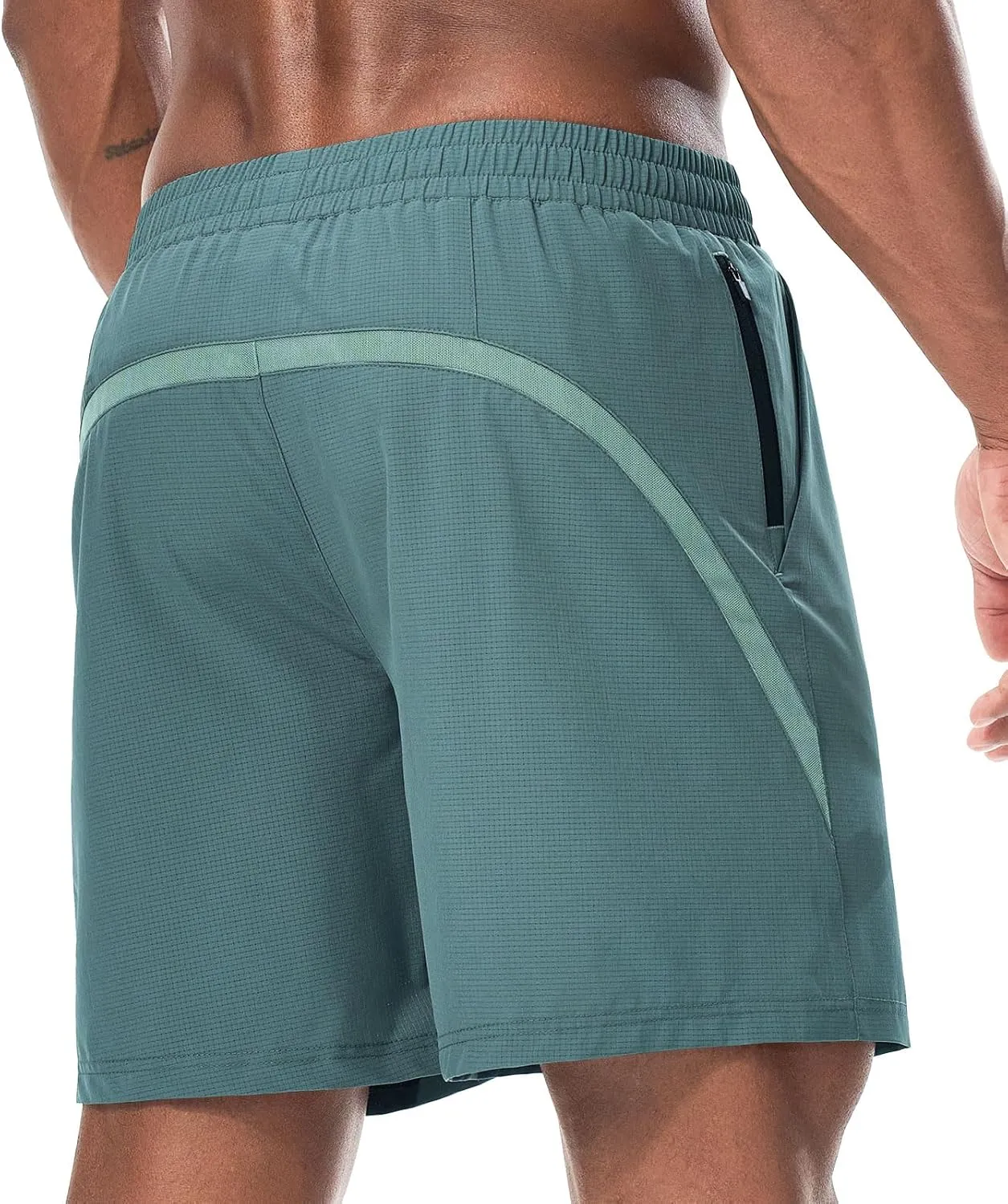 Surenow Mens Workout Athletic Shorts Quick Dry Running Shorts Gym Lightweight Breathable Mesh Shorts for Men with Zip Pocket