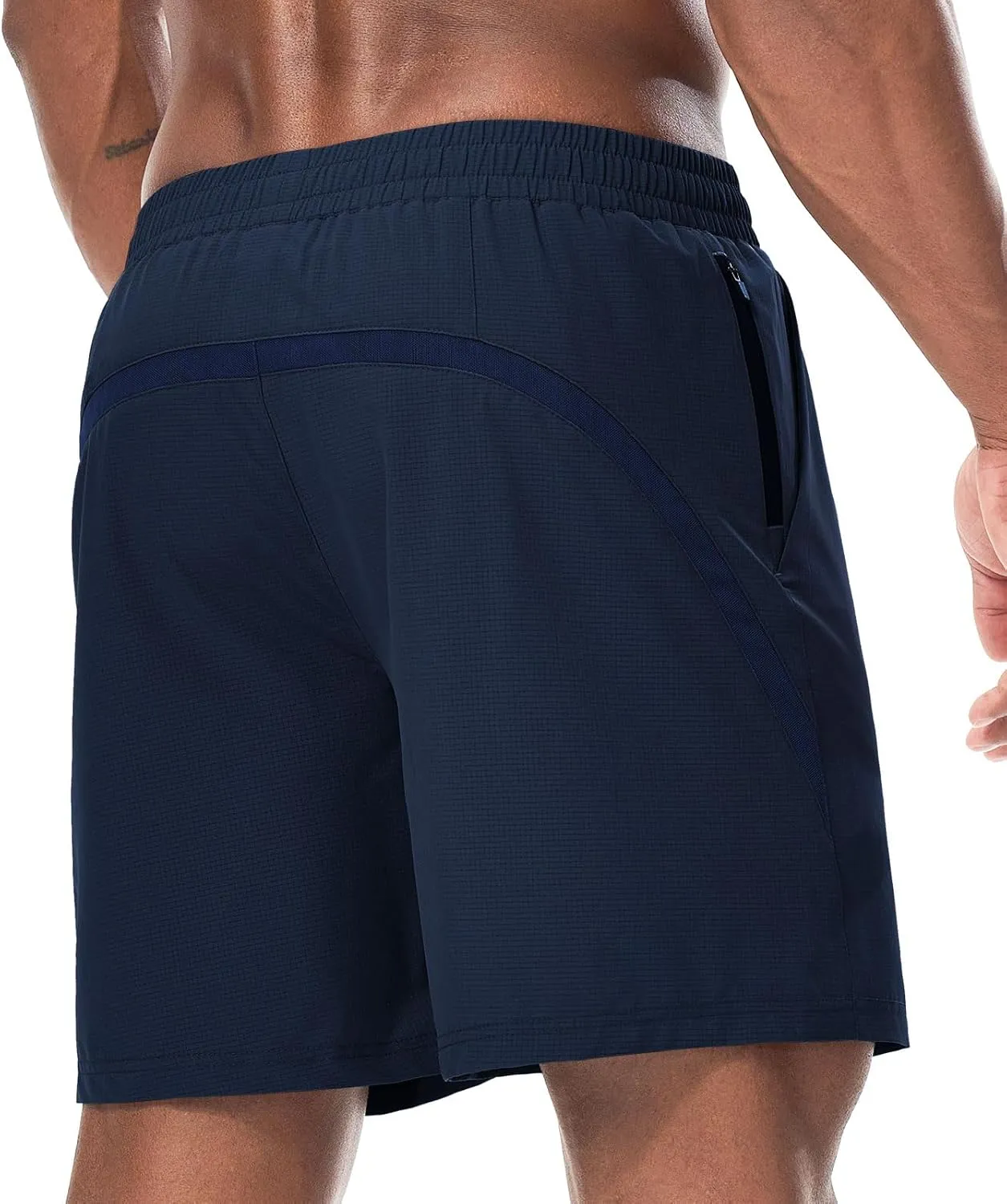 Surenow Mens Workout Athletic Shorts Quick Dry Running Shorts Gym Lightweight Breathable Mesh Shorts for Men with Zip Pocket