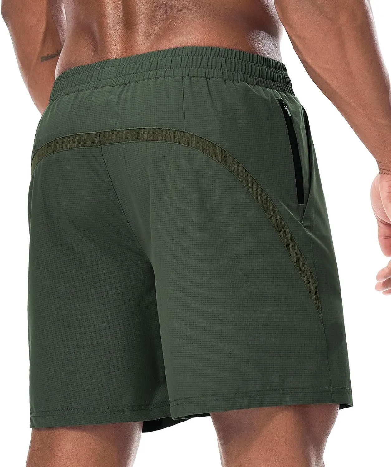 Surenow Mens Workout Athletic Shorts Quick Dry Running Shorts Gym Lightweight Breathable Mesh Shorts for Men with Zip Pocket