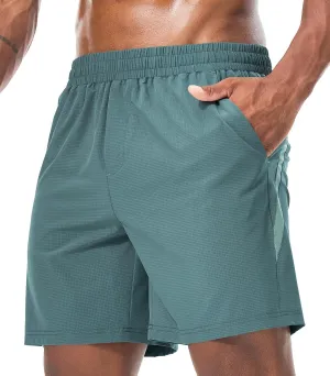 Surenow Mens Workout Athletic Shorts Quick Dry Running Shorts Gym Lightweight Breathable Mesh Shorts for Men with Zip Pocket