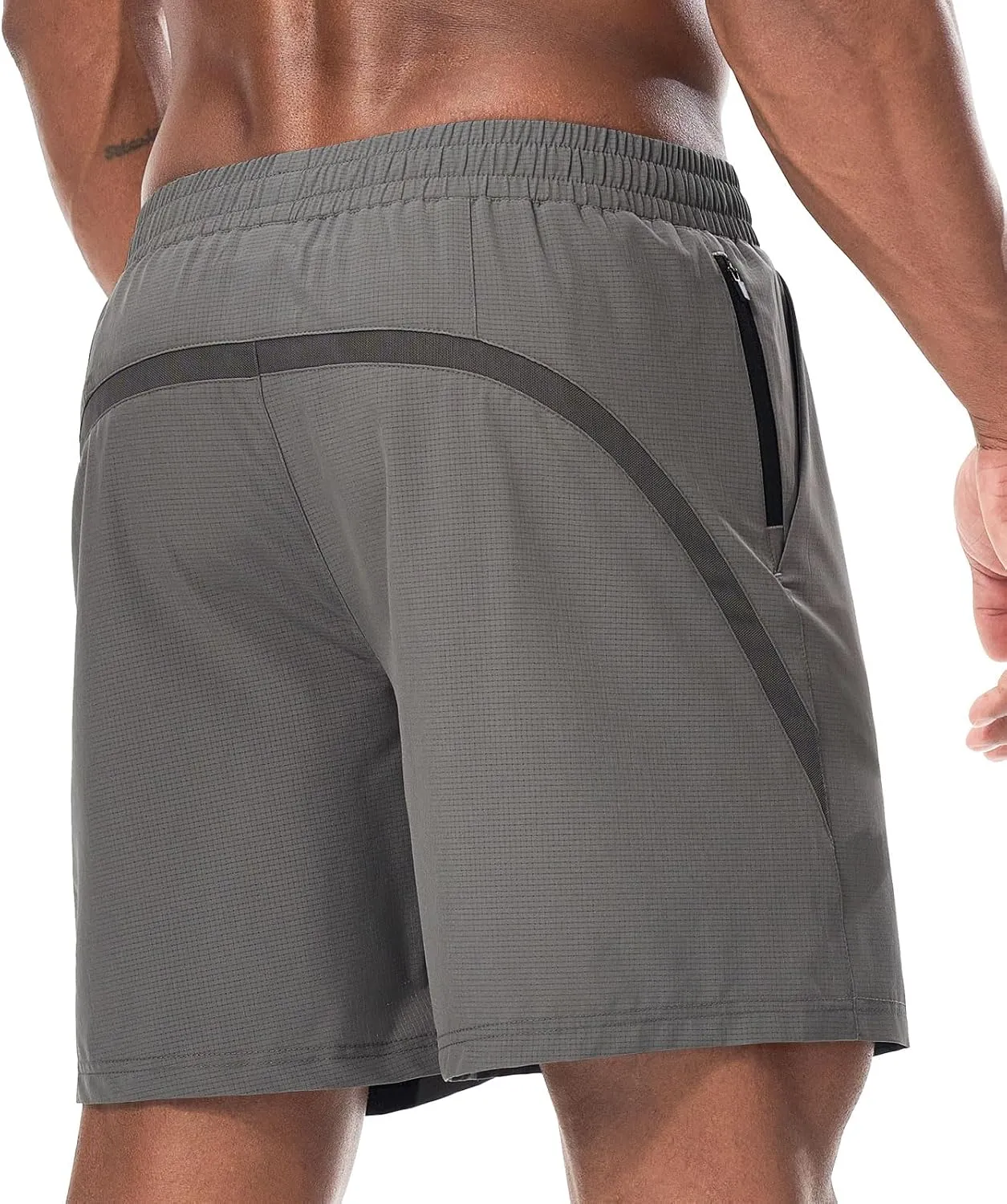 Surenow Mens Workout Athletic Shorts Quick Dry Running Shorts Gym Lightweight Breathable Mesh Shorts for Men with Zip Pocket