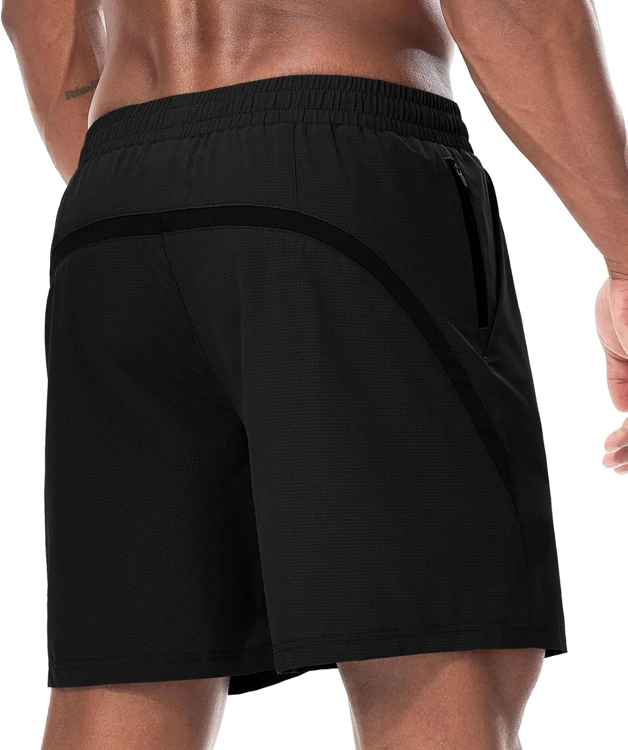 Surenow Mens Workout Athletic Shorts Quick Dry Running Shorts Gym Lightweight Breathable Mesh Shorts for Men with Zip Pocket