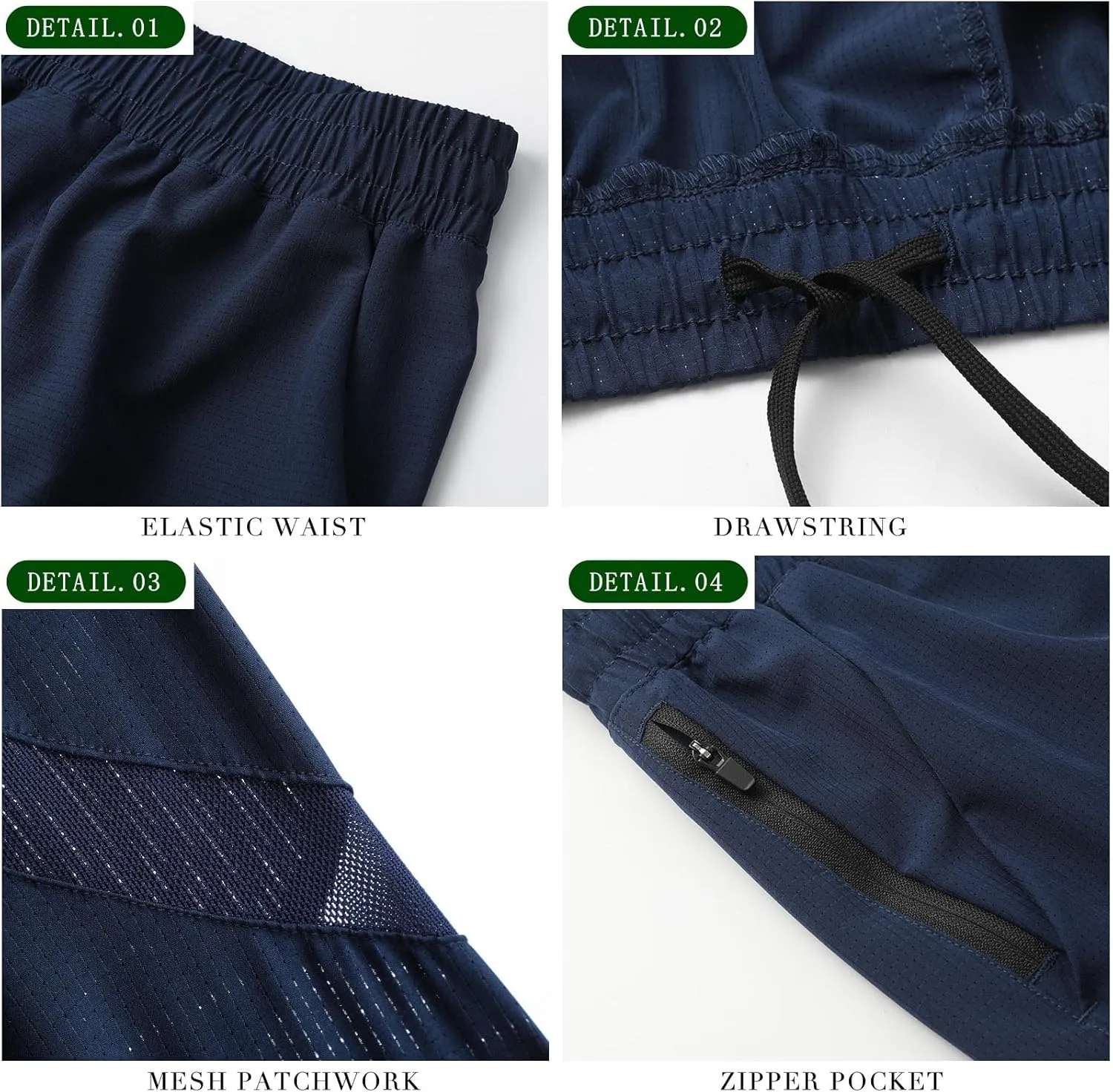 Surenow Mens Workout Athletic Shorts Quick Dry Running Shorts Gym Lightweight Breathable Mesh Shorts for Men with Zip Pocket