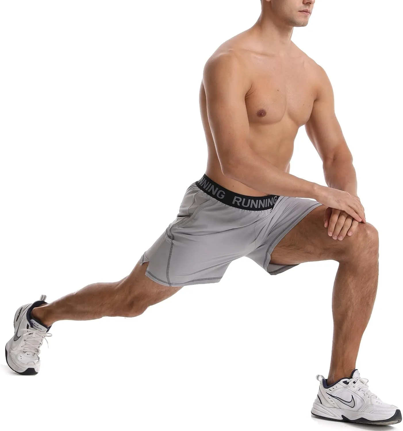 Surenow Men's Workout Running Shorts Quick Dry Athletic Shorts 5" Lightweight Active Gym Shorts with Zipper Pockets