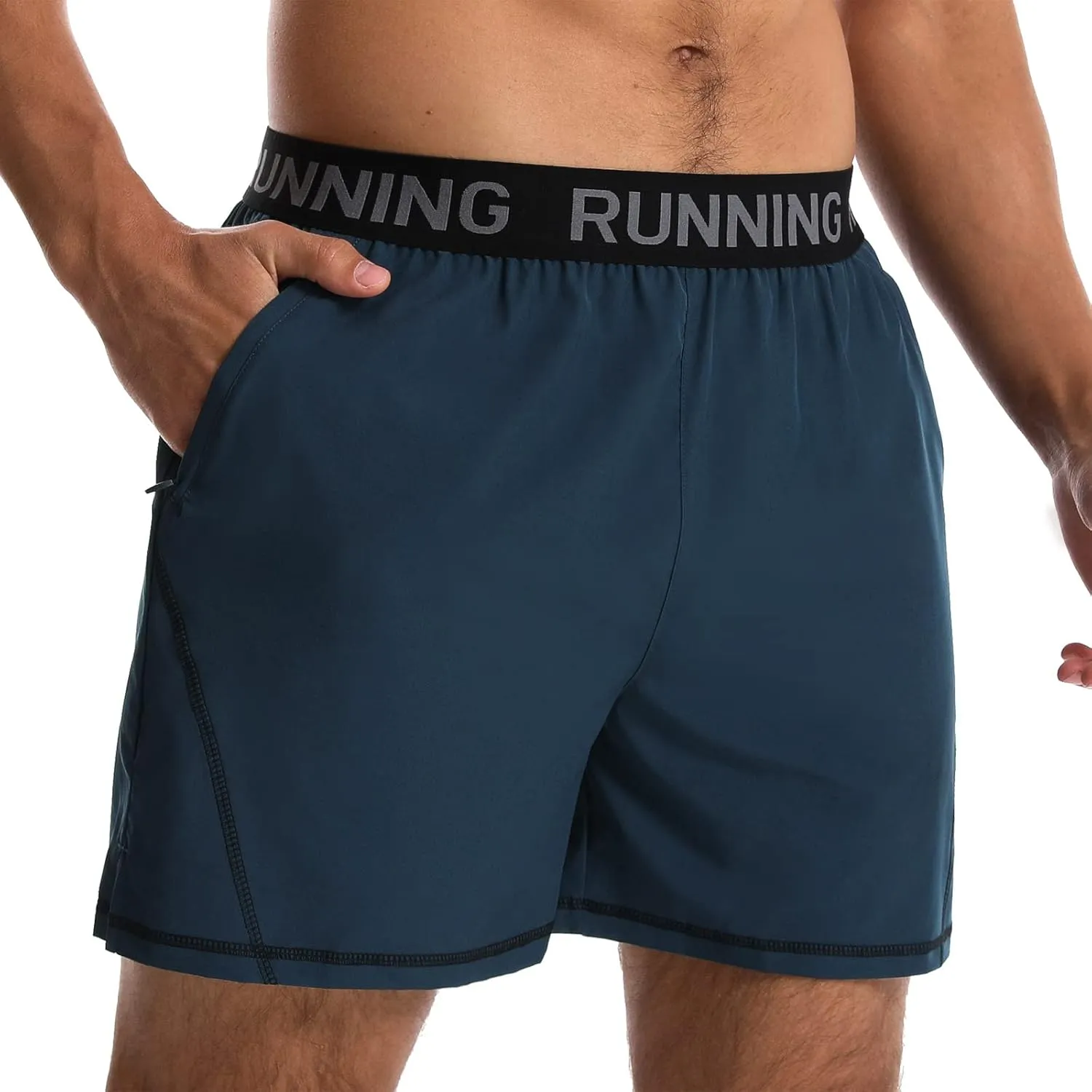 Surenow Men's Workout Running Shorts Quick Dry Athletic Shorts 5" Lightweight Active Gym Shorts with Zipper Pockets
