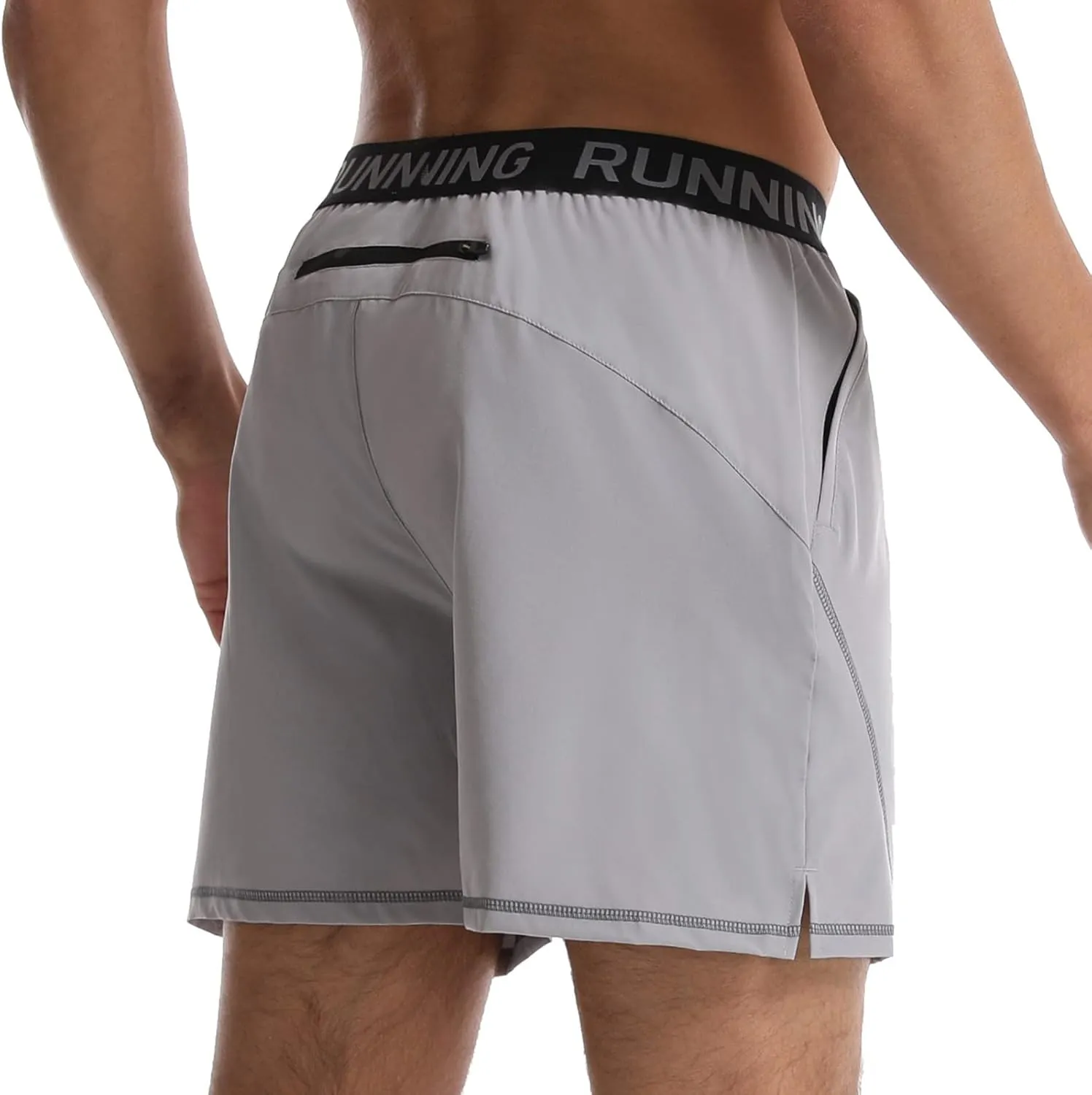Surenow Men's Workout Running Shorts Quick Dry Athletic Shorts 5" Lightweight Active Gym Shorts with Zipper Pockets