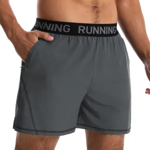 Surenow Men's Workout Running Shorts Quick Dry Athletic Shorts 5" Lightweight Active Gym Shorts with Zipper Pockets