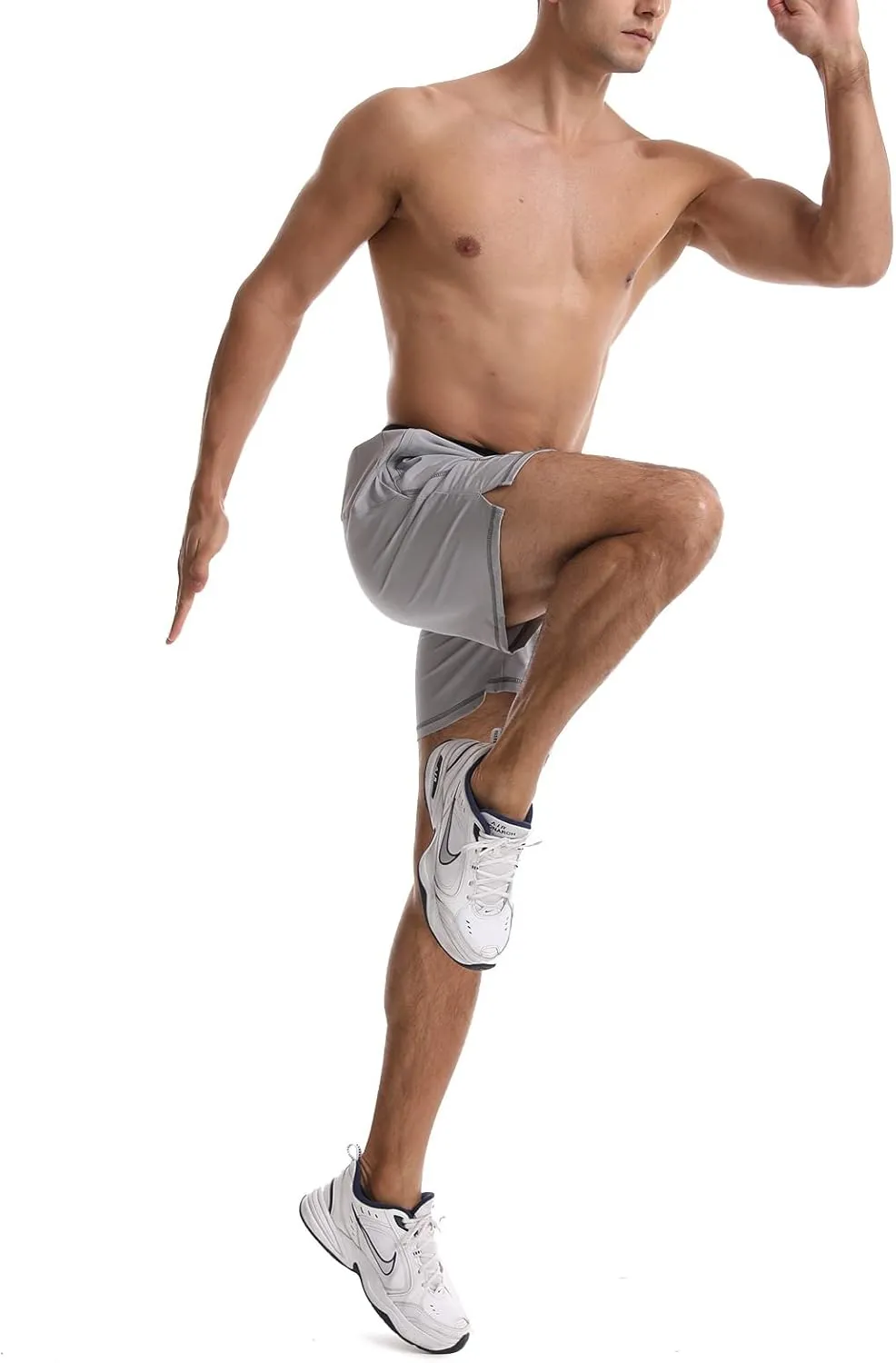 Surenow Men's Workout Running Shorts Quick Dry Athletic Shorts 5" Lightweight Active Gym Shorts with Zipper Pockets