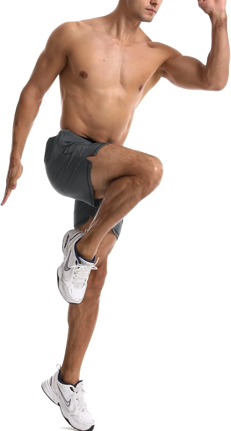 Surenow Men's Workout Running Shorts Quick Dry Athletic Shorts 5" Lightweight Active Gym Shorts with Zipper Pockets
