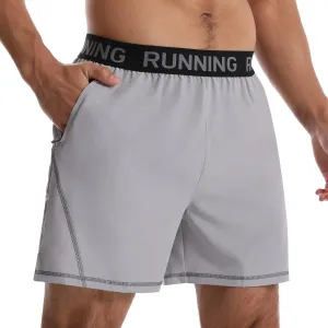Surenow Men's Workout Running Shorts Quick Dry Athletic Shorts 5" Lightweight Active Gym Shorts with Zipper Pockets