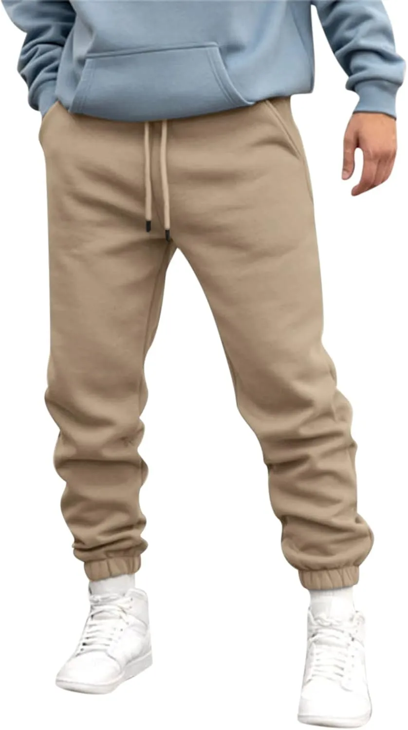 Sweatpants for Men with Pockets Mens Zip Joggers Pants Casual Gym Workout Track Pants Slim Fit Tapered Sweatpant Mens