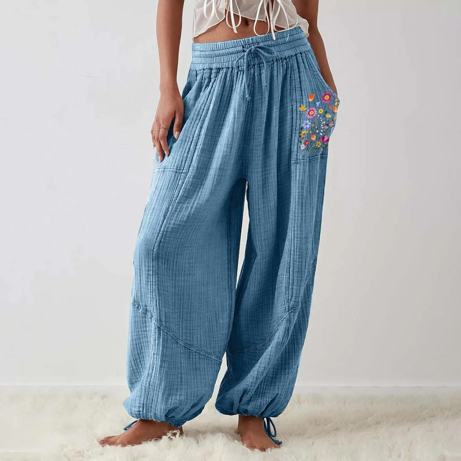 Sweatpants for Women Sweatpants Casual Baggy Drawstring Joggers Elastic Bottom Workout Tapered Trousers Drawstring