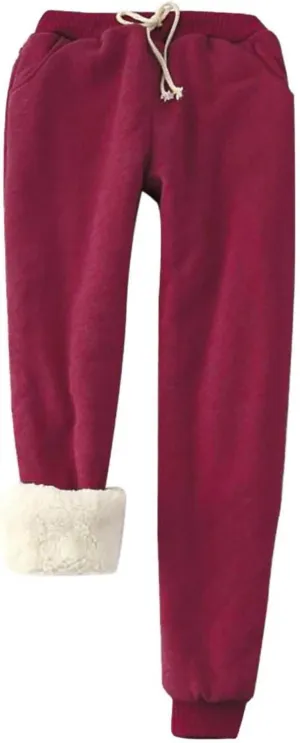 symoid Womens Fleece Lined Pants Plus Size Warm Sherpa Tall Long Sweatpants Loose Fit Elastic Waist Lounge Winter Pants