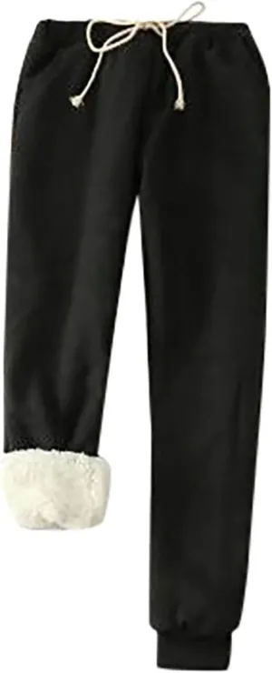 symoid Womens Fleece Lined Pants Plus Size Warm Sherpa Tall Long Sweatpants Loose Fit Elastic Waist Lounge Winter Pants