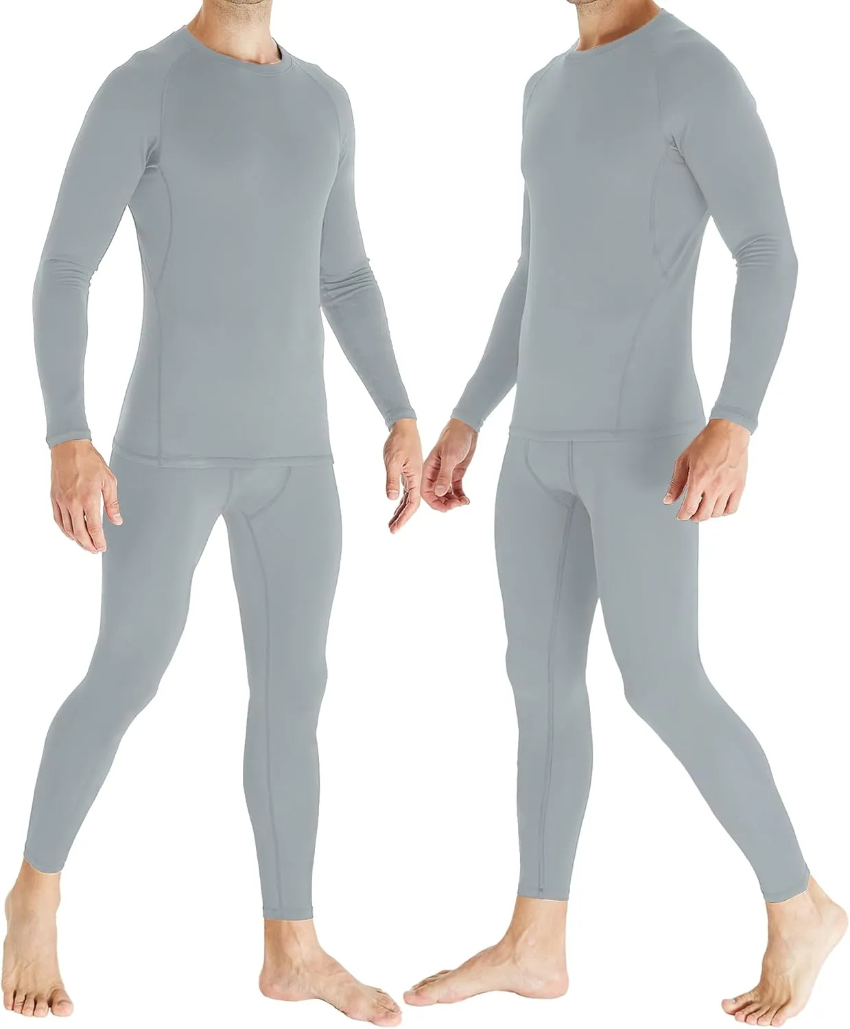 TELALEO 2 Set Mens Thermal Underwear Fleece Lined Long Johns 4 Pcs Base Layer Shirts Pant for Cold Winter Weather