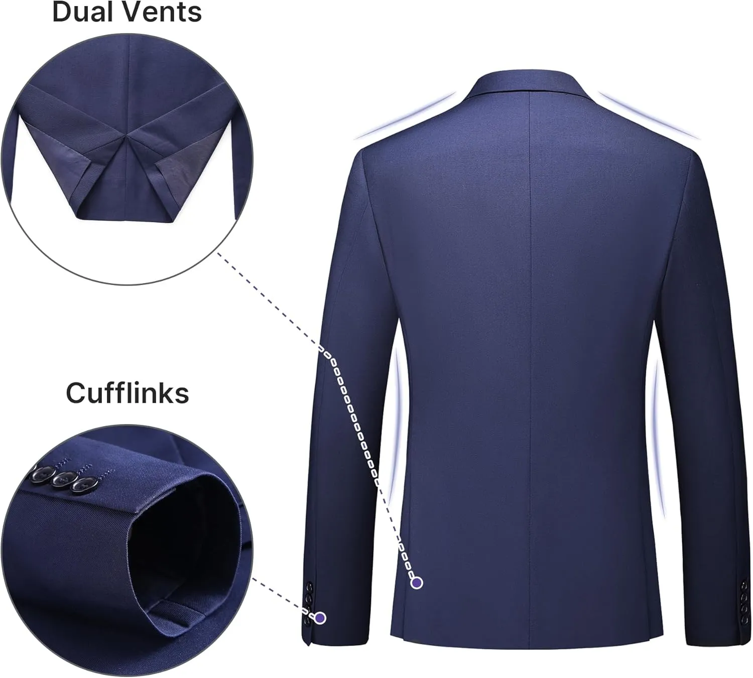 TRONSTORE Men's 2 Piece Suits One Button Slim Fit Solid Blazer Set Jacket Pants Business