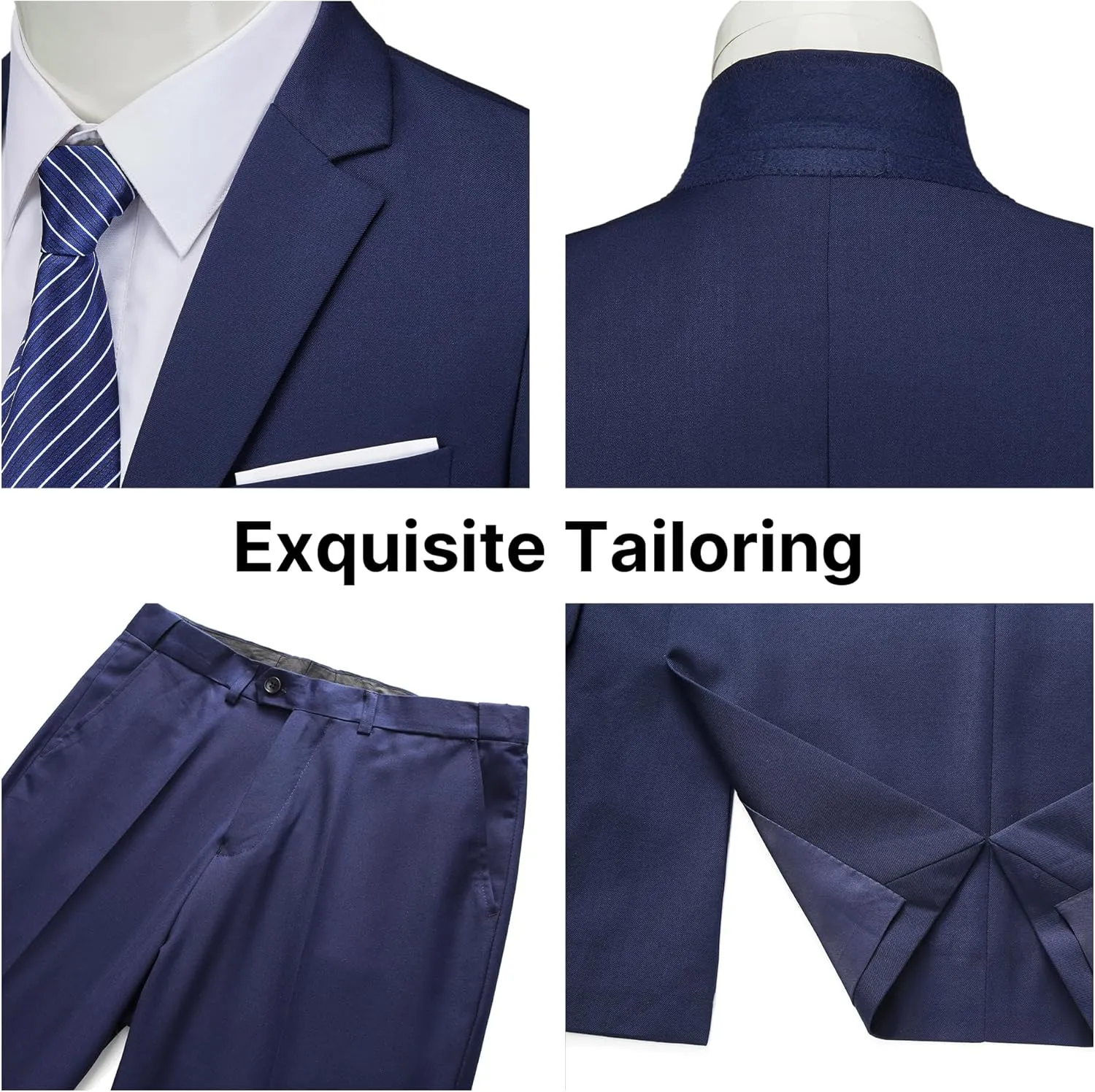 TRONSTORE Men's 2 Piece Suits One Button Slim Fit Solid Blazer Set Jacket Pants Business