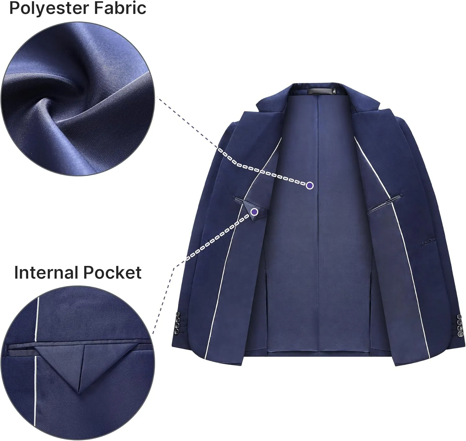 TRONSTORE Men's 2 Piece Suits One Button Slim Fit Solid Blazer Set Jacket Pants Business