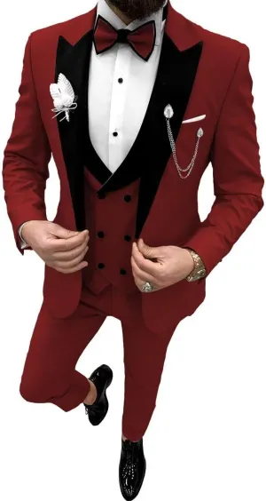 Tuxedo for Men Slim Fit 3 Piece Suits One Button Formal Wedding Groomsmen Suit Prom Tuxedo Suits