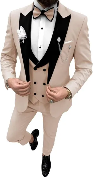 Tuxedo for Men Slim Fit 3 Piece Suits One Button Formal Wedding Groomsmen Suit Prom Tuxedo Suits