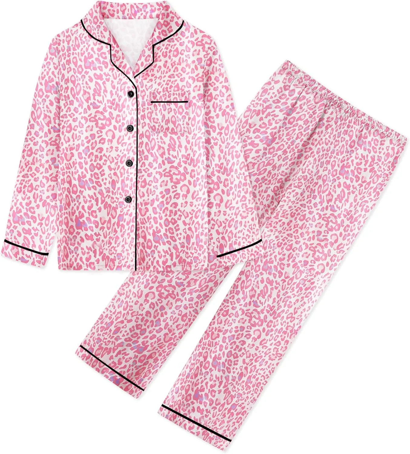 Umeyda Girls & Womens Satin Pajamas Set, 2 Pieces Silky Pjs Long Sleeve   Pants Sleepwear for Mom Kids and Boys
